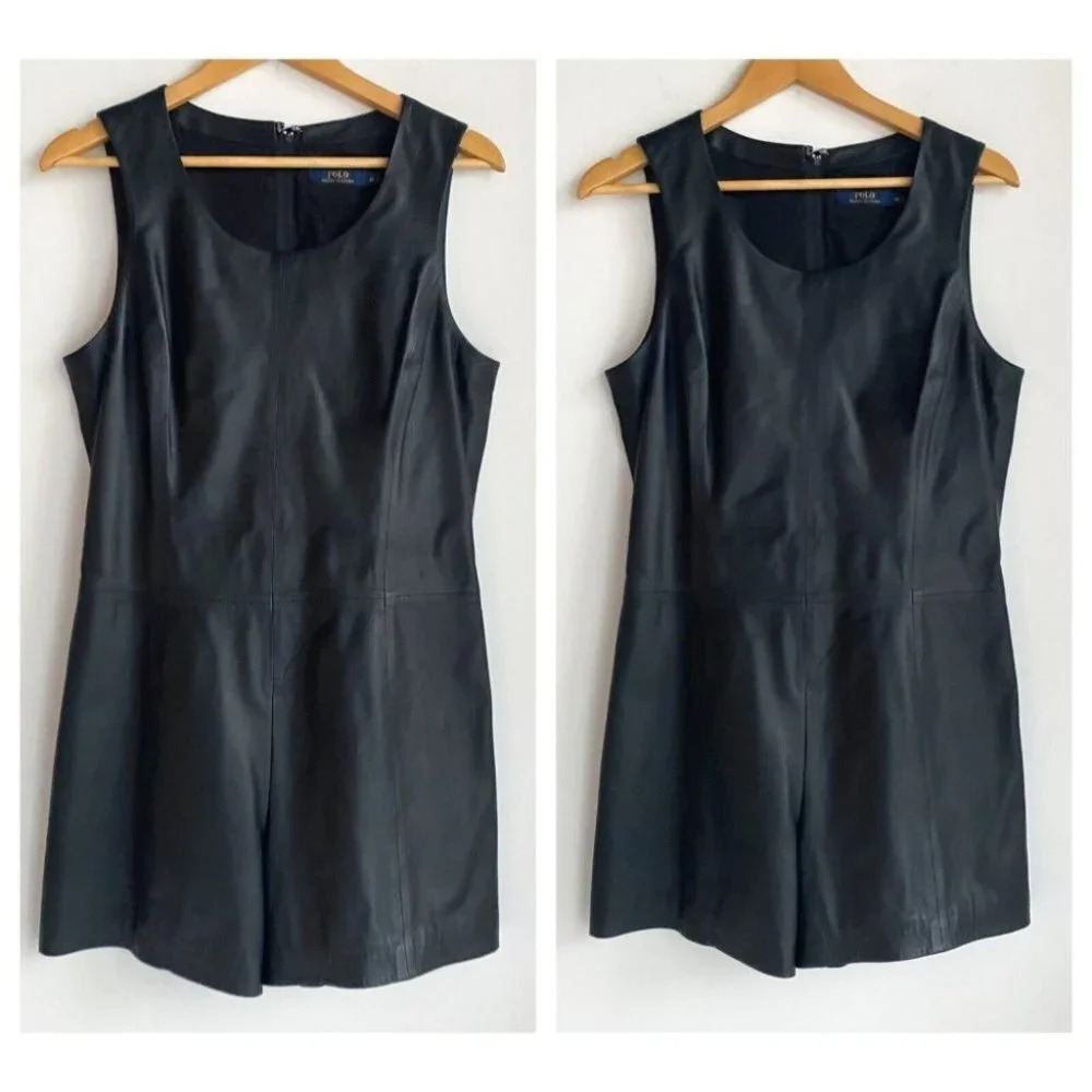 Polo by Ralph Lauren Black Leather Jumpsuit